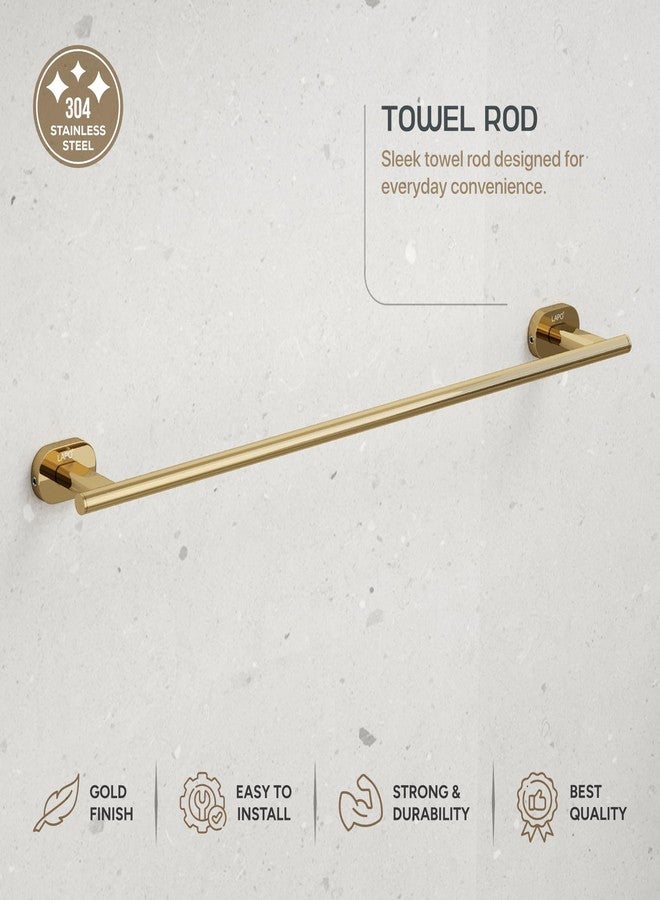 LAPO حامل مناشف من الفولاذ المقاوم للصدأ 304 من لابو للحمام | حامل مناشف | إكسسوارات الحمام | قضيب مناشف | علاقة مناشف (24 بوصة، لون ذهبي) - Image 3